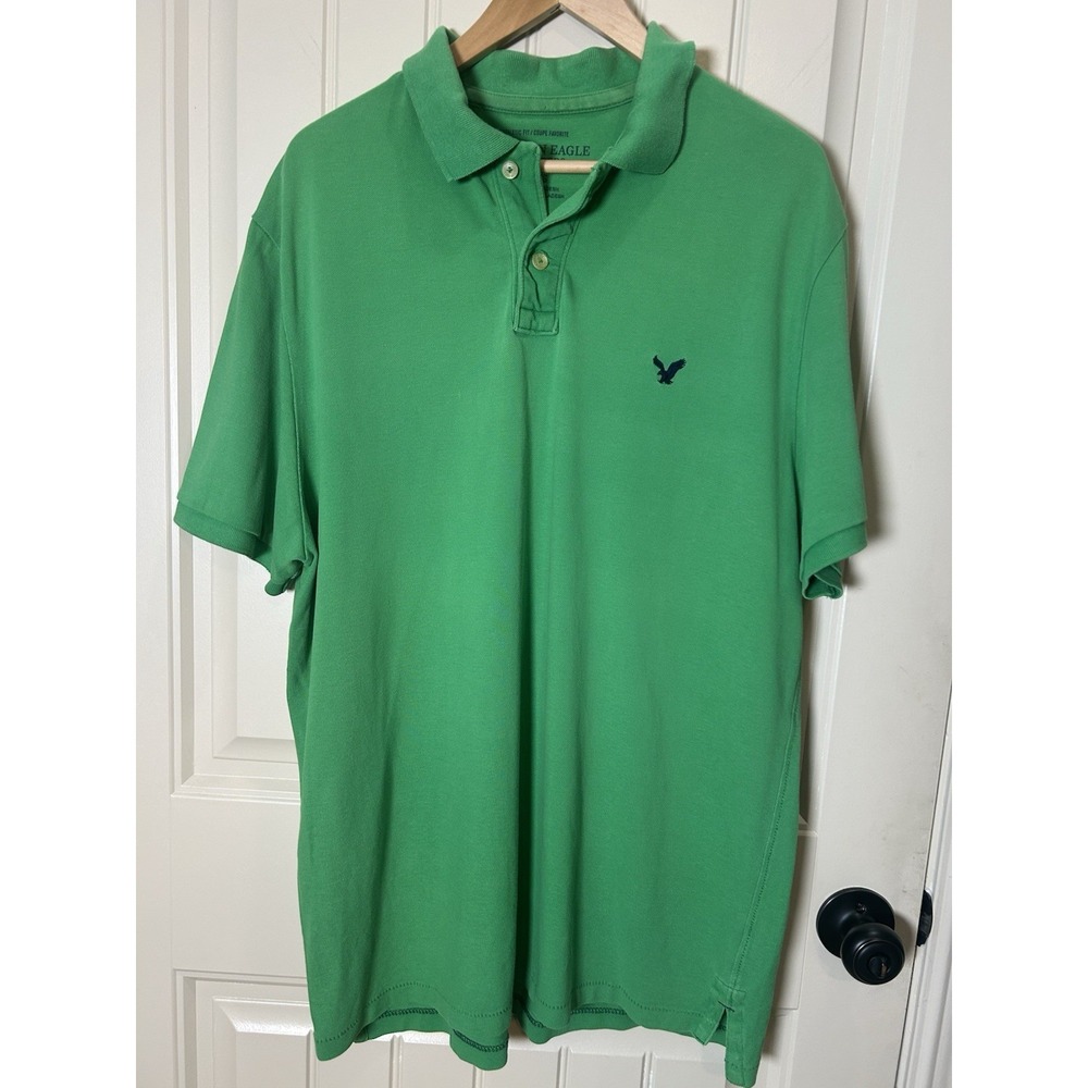 American Eagle Outfitters Kelly Green Polo Shirt Size XXL Cotton, Classic Preppy
